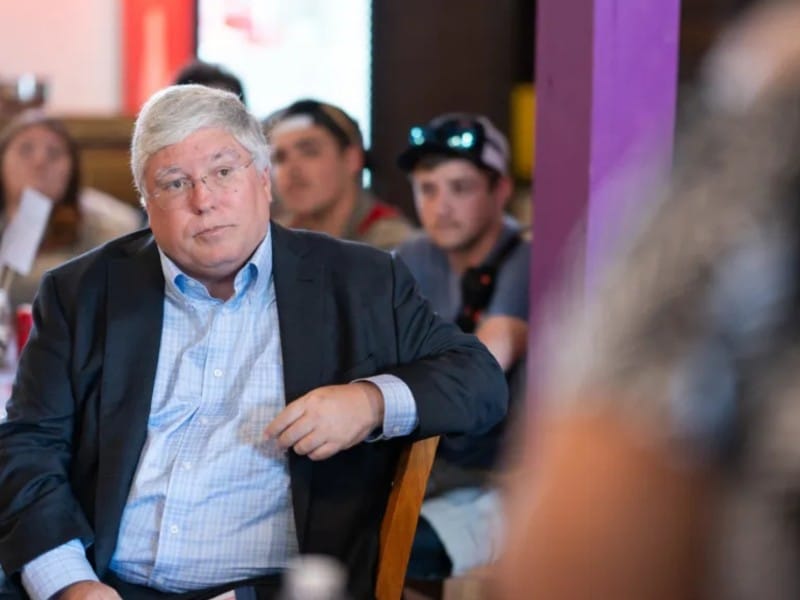 Gov. Patrick Morrisey listens during a town hall event last month. Courtesy photo.